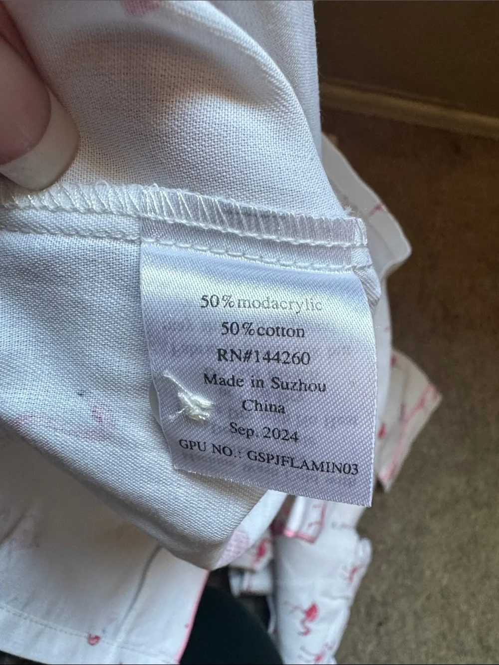 Girls' White & Pink Flamingo Cotton Pajama Set